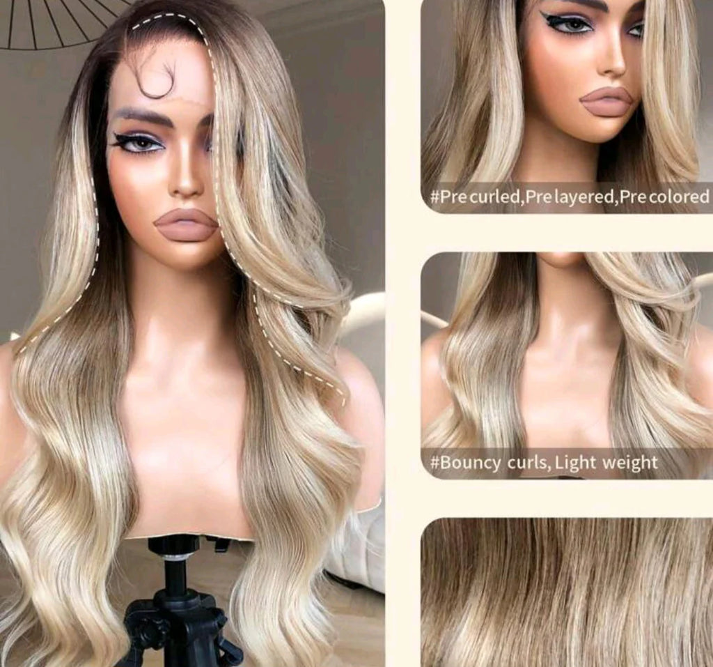 Ombre blond body wave (human blend) high quality
